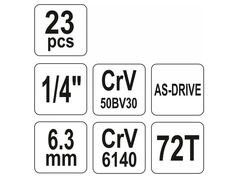 Set de prize YATO 23 piese 1/4" 4-13 mm CrV - 2 | YEO