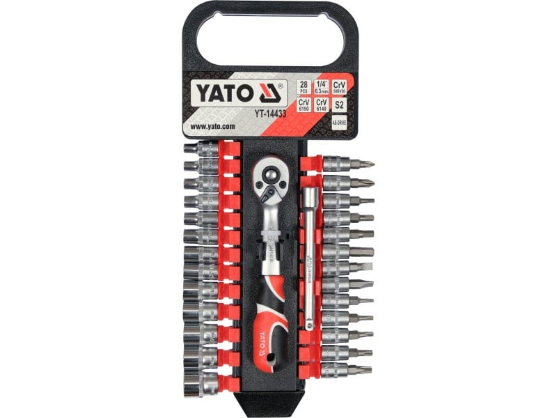 Set de prize YATO 28 piese 1/4" 4-13 mm CrV