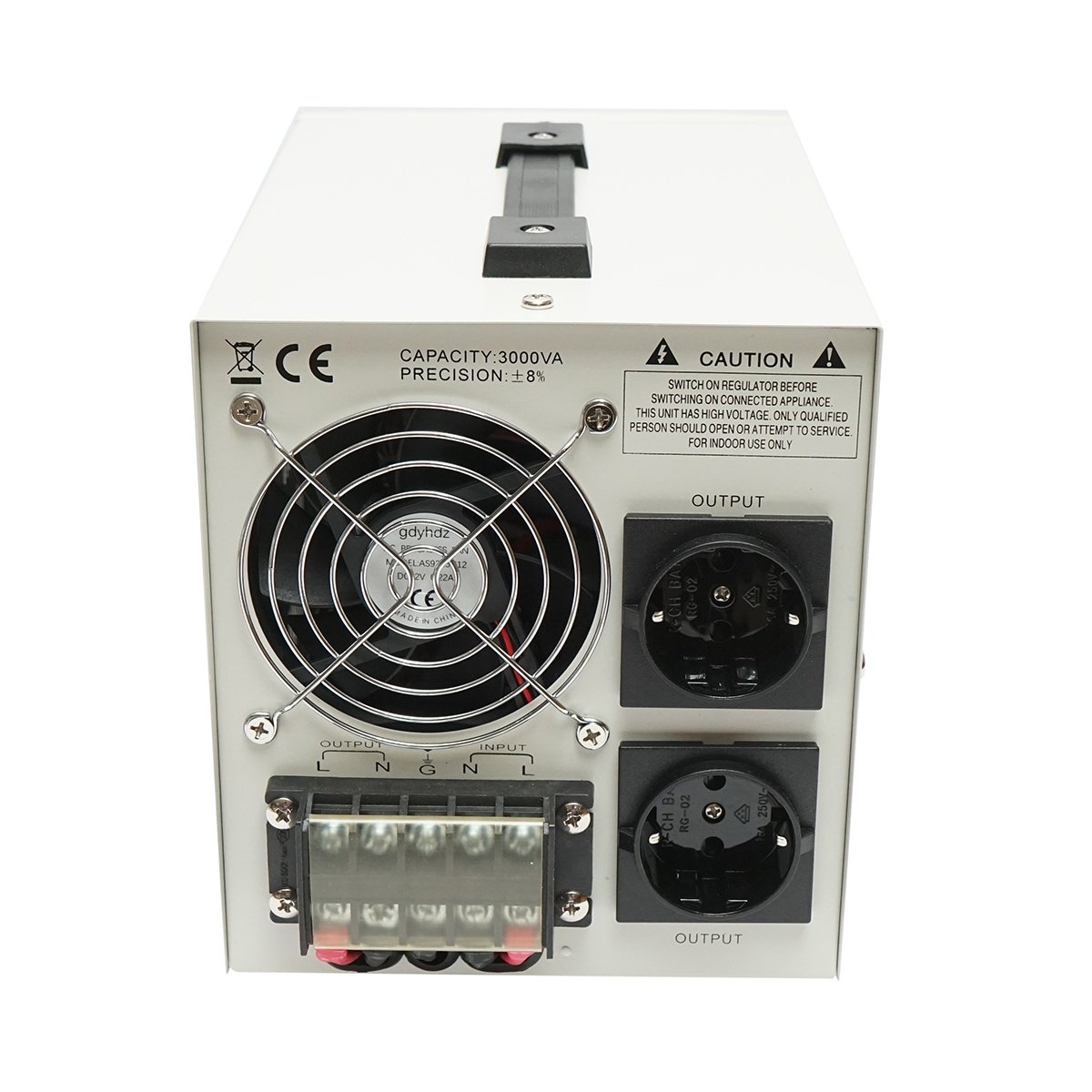 Stabilizator automat de tensiune monofazic cu releu 3000VA/140-260V, 2 prize schuko 230V, afisaj LCD, Cod: BK79721, Marca: BRECKNER GERMANY - 1 | YEO