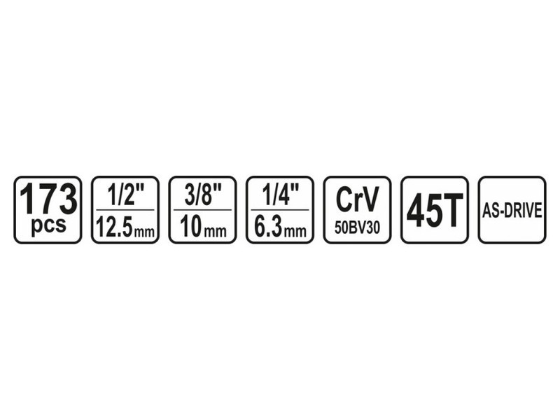 STHOR Set mufe 173 piese 1/4", 3/8", 1/2" CrV - 4 | YEO