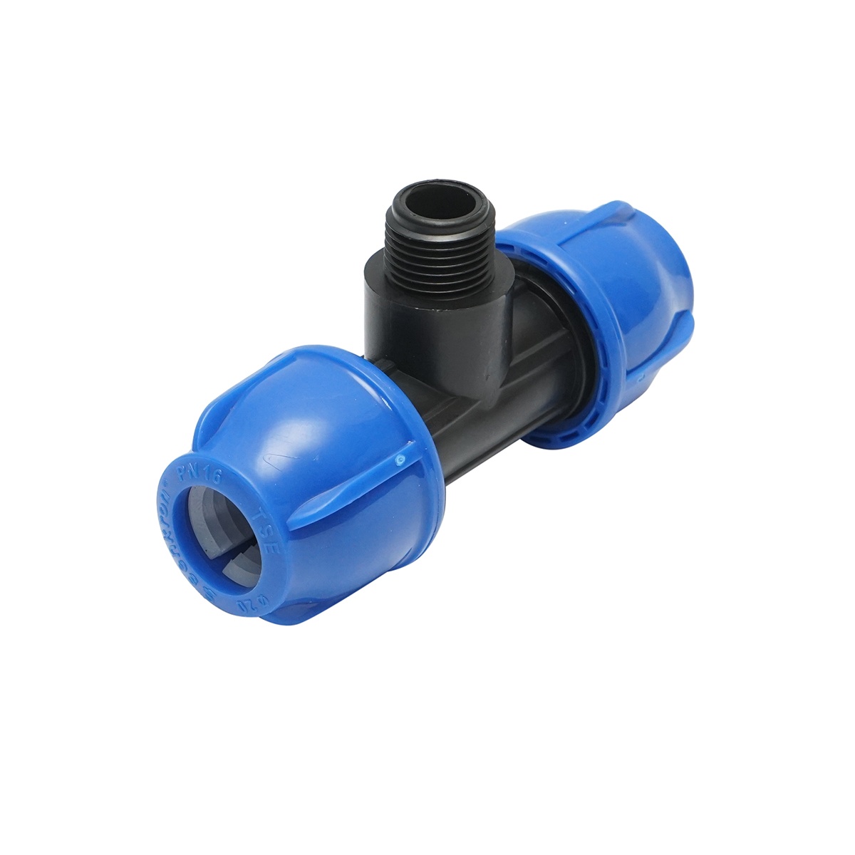 Teu compresiune cu filet exterior tata 90 grade D20x20mmx1/2, PN16 bar pentru sisteme de irigatii, Cod: DISPR08 - 2 | YEO