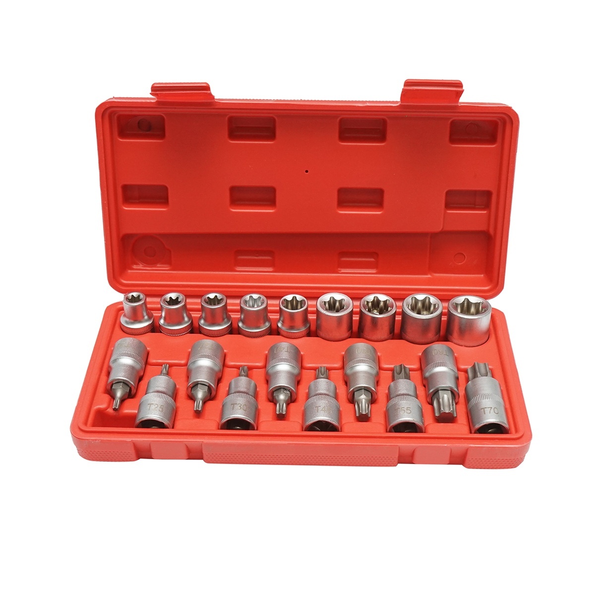 Trusa chei tubulare E-Torx E10-E24, biti torx T20-T70, patrat 1/2 inch 19 piese , Cod: DISTT01