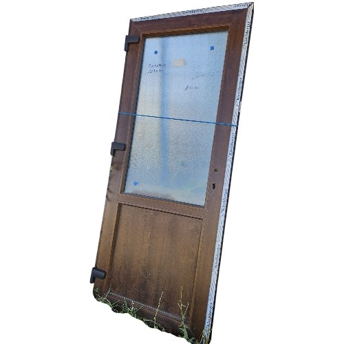 Usa, PVC & termopan, 90x210cm, maro, nuc, stanga, Kirchberger, 7cm, 6 camere, cu panel si sticla mata