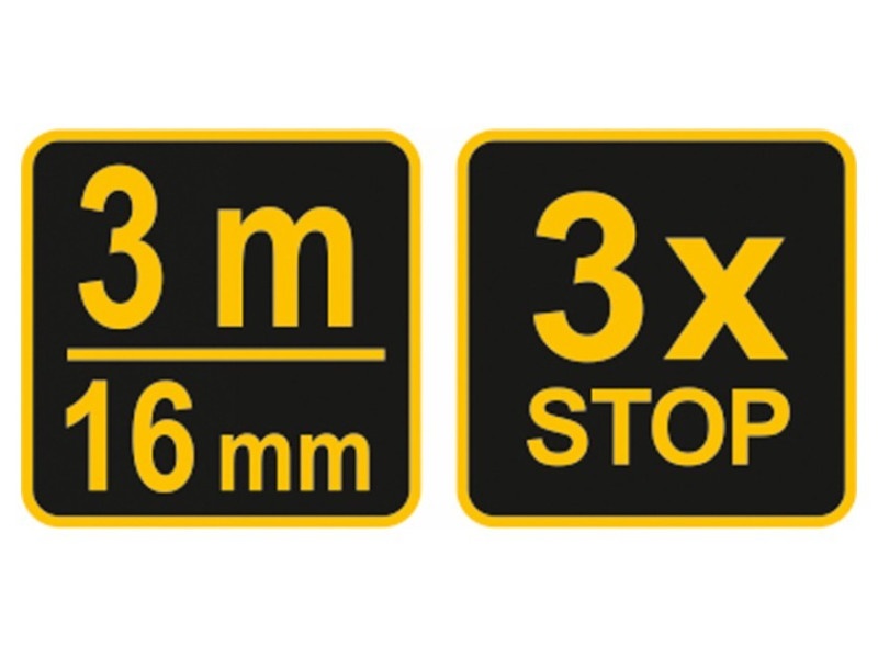 VOREL Bandă de măsurare 3 m x 16 mm cauciucată - 4 | YEO