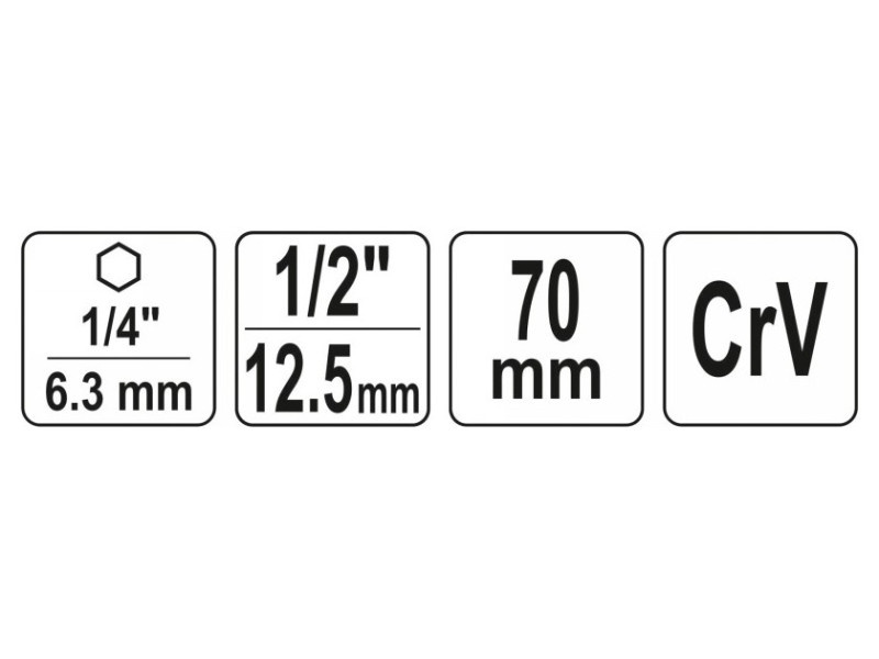YATO Adaptor soclu 1/4" Hex -> 1/2" pătrat CrV - 3 | YEO