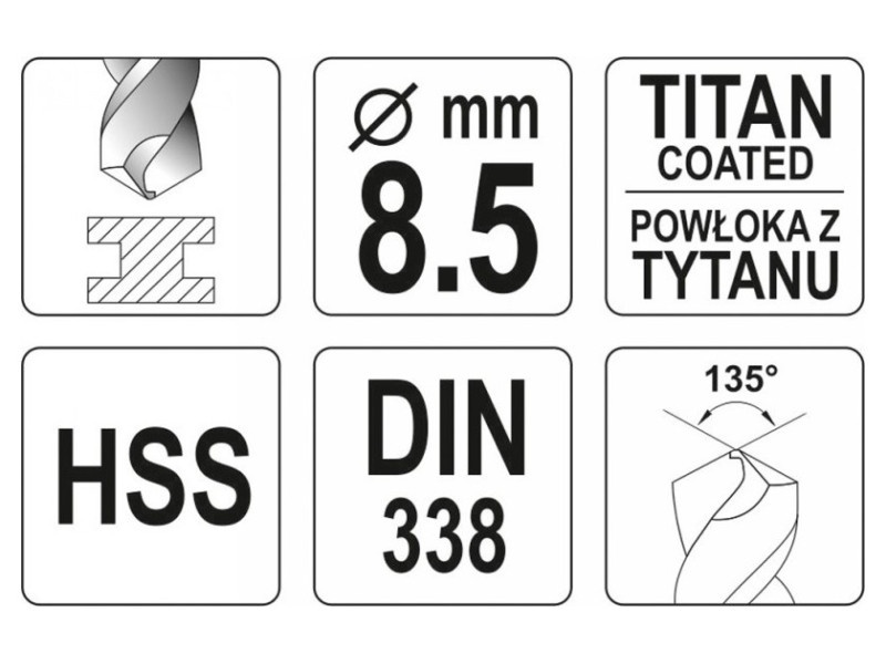 YATO Auger 8,5 x 117/75 mm HSS-TiN