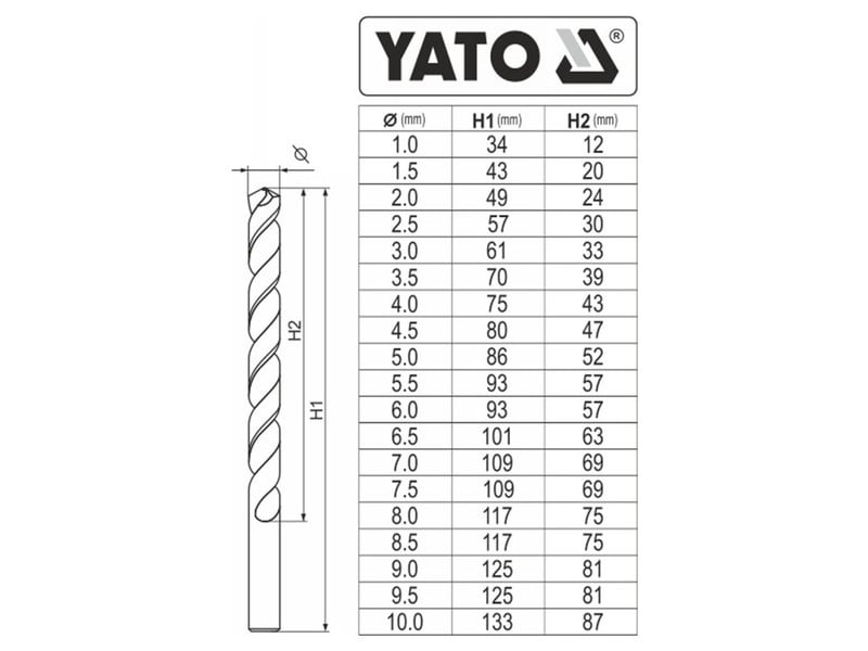 YATO Auger set 19 piese 1-10 mm HSS Co - 4 | YEO