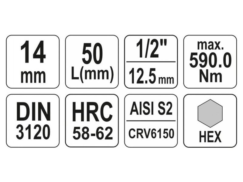 YATO Bit cheie tubulară Allen 1/2" 14 mm CrV - 3 | YEO