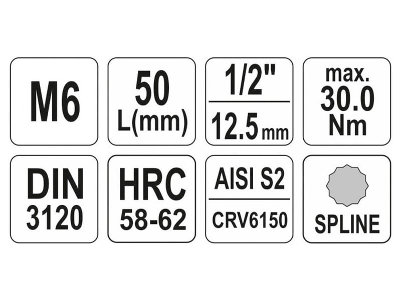 YATO Bit cheie tubulară Spline 1/2" M6 CrV