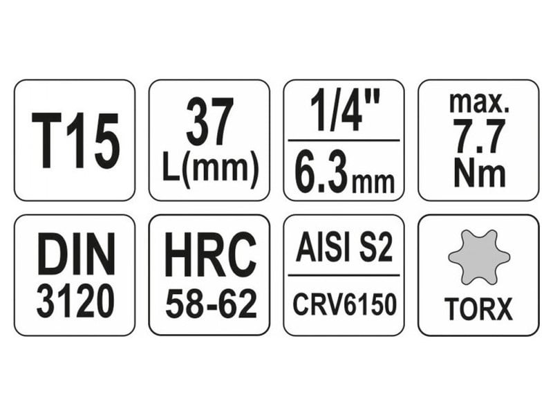 YATO Bit cheie tubulară Torx 1/4" T15 CrV