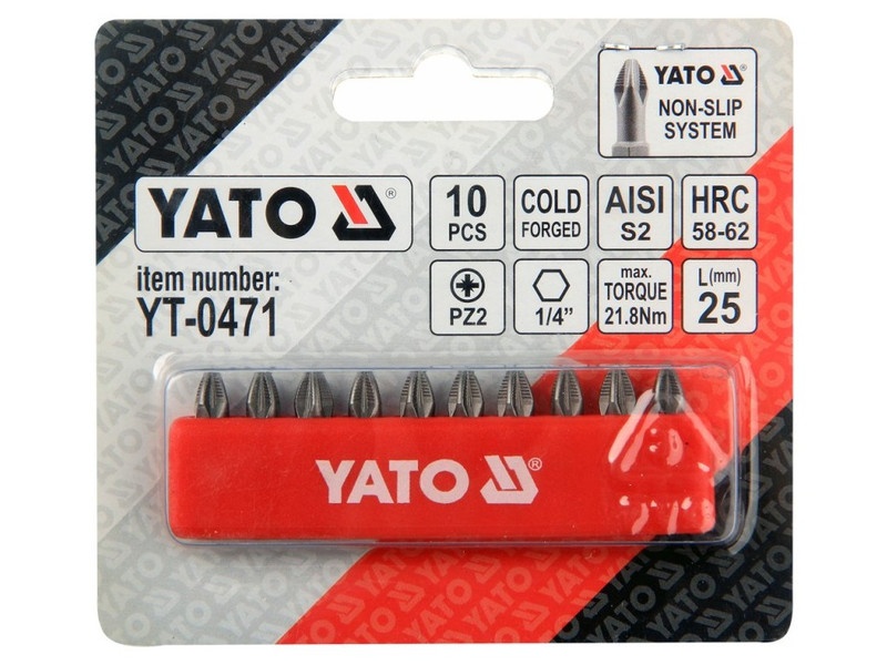 YATO Bithegy PZ2 x 25 mm (10 buc) - 1 | YEO