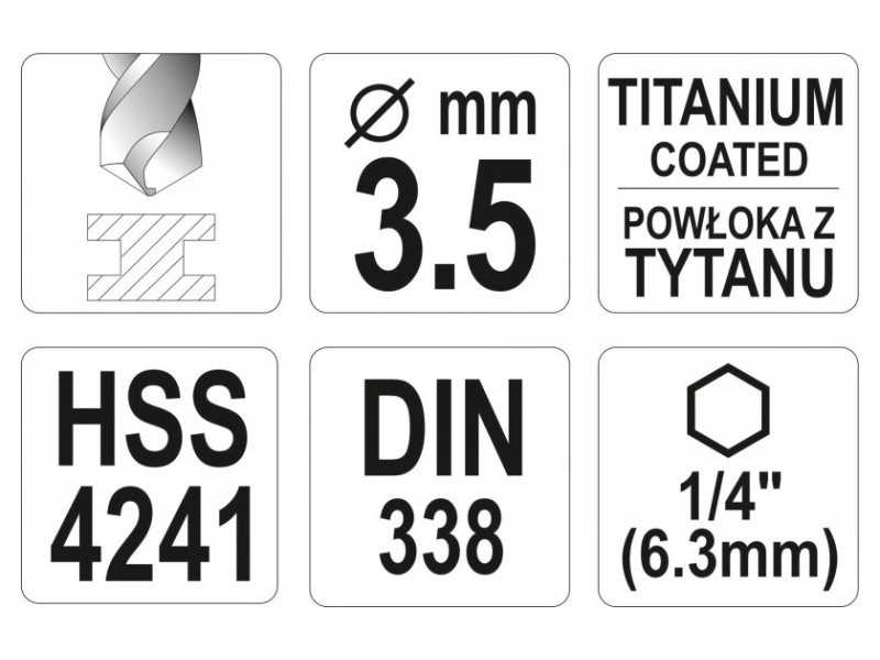 YATO Burghiu 3,5 x 90/39 mm HSS-TiN cu suport de burghiu - 2 | YEO