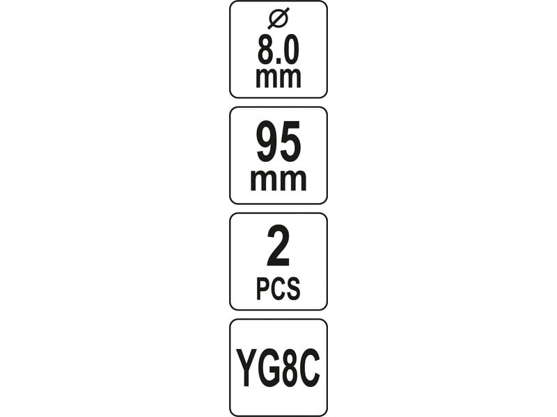 YATO Burghiu central pentru freze circulare 8 x 95 mm (2 buc)