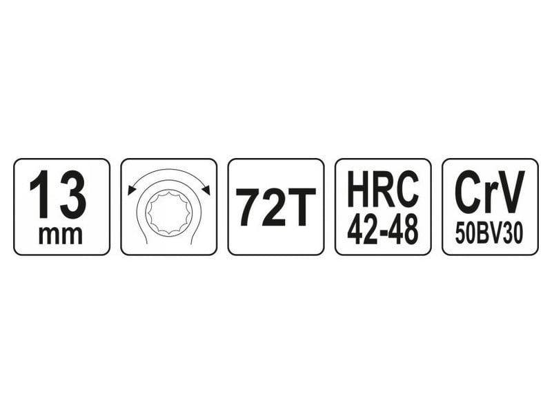 YATO Cheie stea cu clichet 13 mm / 190 mm CrV - 3 | YEO