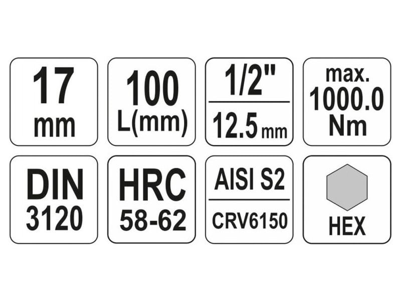 YATO Cheie tubulară cu bit lung Imbus 1/2" 17 mm CrV