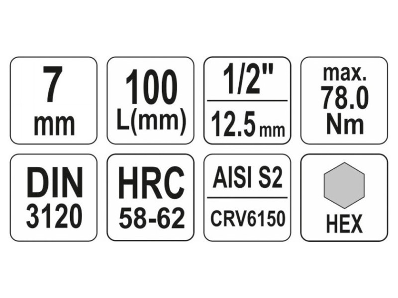 YATO Cheie tubulară cu bit lung Imbus 1/2" 7 mm CrV - 3 | YEO