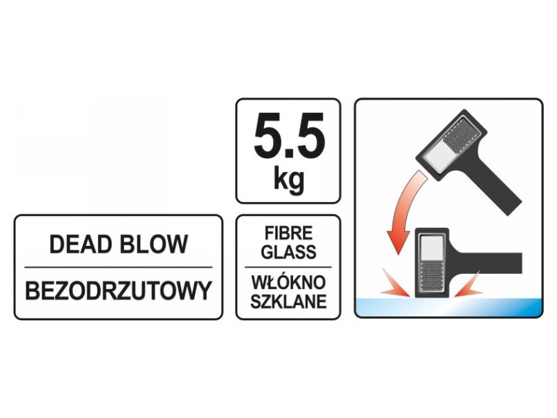 YATO Ciocan de cauciuc 5500 g fără recul 105x105x180 mm - 3 | YEO