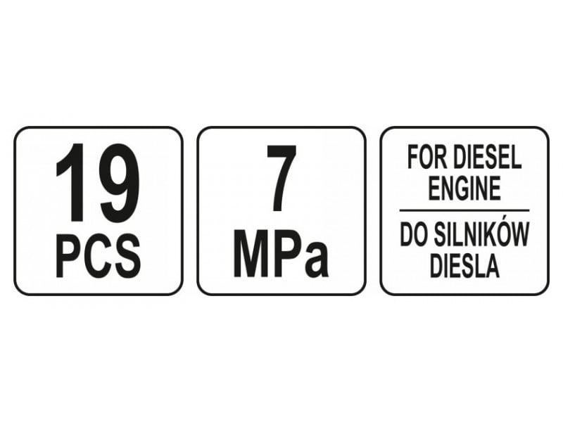 YATO Compression Gauge Set 19 piese pentru motoare diesel 70 Bar