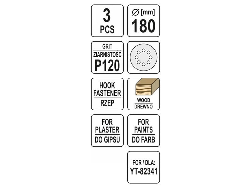 YATO Disc de fixare Velcro 180 mm / P120 (3 buc)