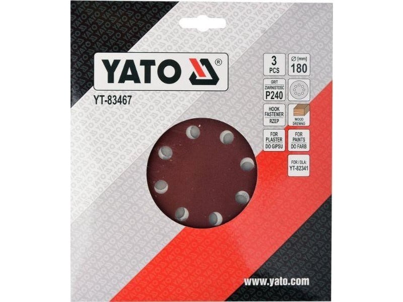 YATO Disc de fixare Velcro 180 mm / P240 (3 buc) - 1 | YEO