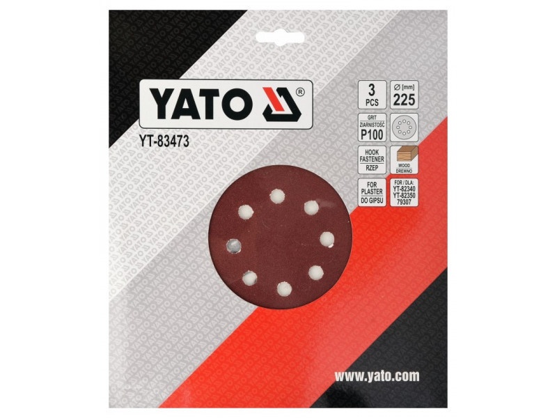 YATO Disc de fixare Velcro 225 mm / P100 (3 buc) - 1 | YEO