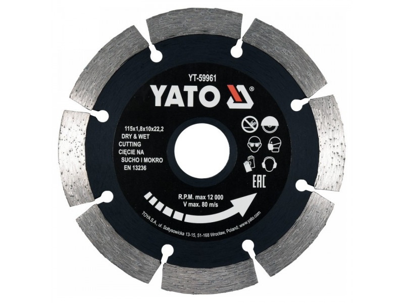 YATO Disc de tăiere diamantat 115 x 1,8 x 10 x 22,2 mm segmentat