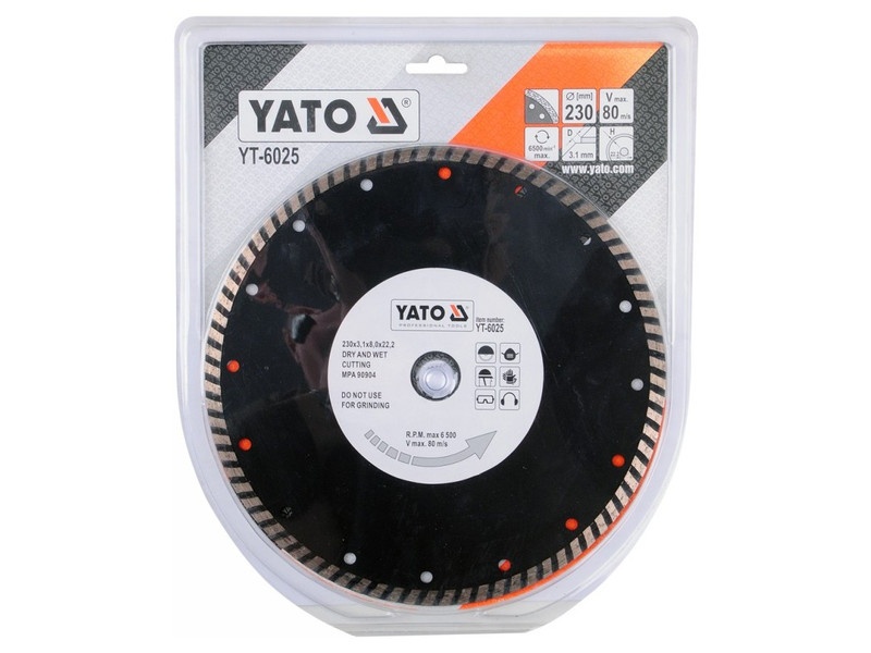 YATO Disc de tăiere diamantat 230 x 3,1 x 8,0 x 22,2 mm turbo - 1 | YEO