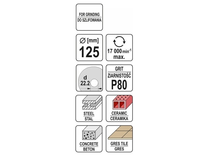 YATO Disc universal de șlefuit 125 x 22,2 mm / P80