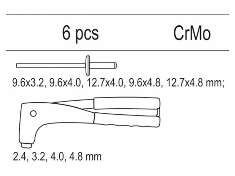 YATO Extractor manual de nituri pop și nituri 6 bucăți (inserție sertar)