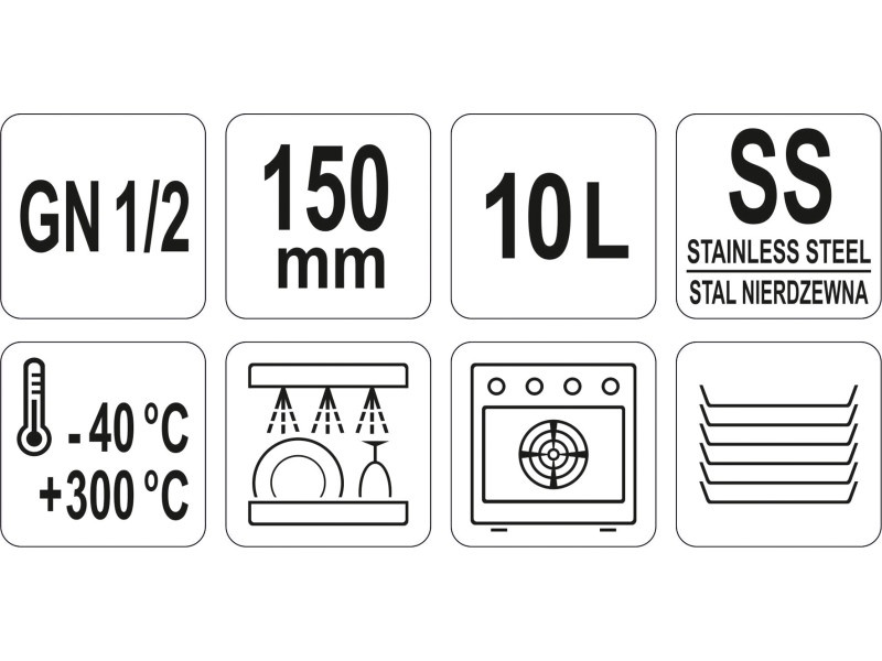 YATO GASTRO Inox inserție 150 mm GN 1/2 - 2 | YEO