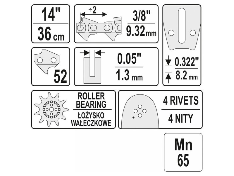 YATO Ghidaj lanț drujbă 14" 3/8" 1,3 mm - 2 | YEO