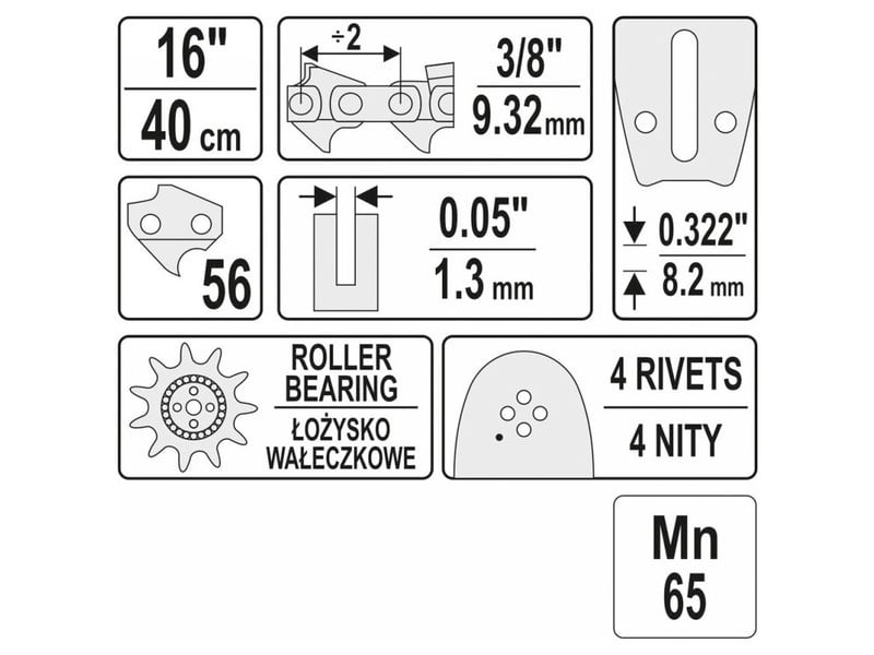 YATO Ghidaj lanț ferăstrău cu lanț 16" 3/8" 1,3 mm - 2 | YEO