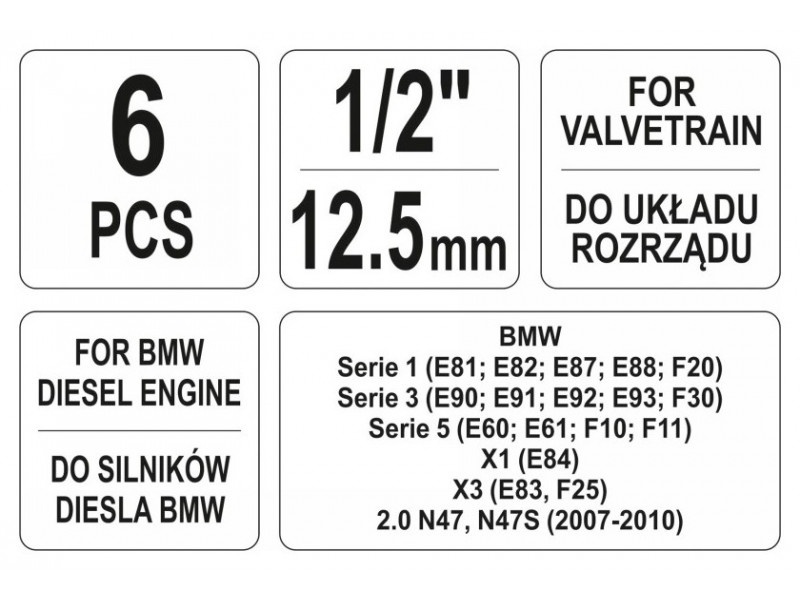 YATO Kit de fixare a direcției 6 piese (Diesel) BMW