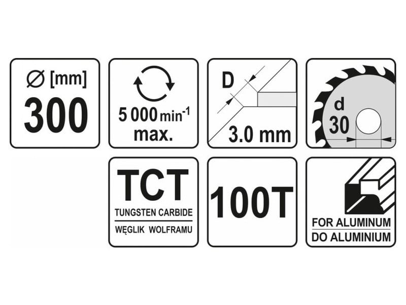 YATO Lamă de ferăstrău pentru aluminiu 300 x 30 x 2,2 mm / 100T