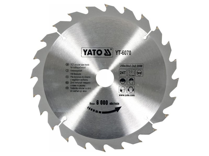 YATO Lamă de ferăstrău pentru lemn 250 x 30 x 2,2 mm / 24T