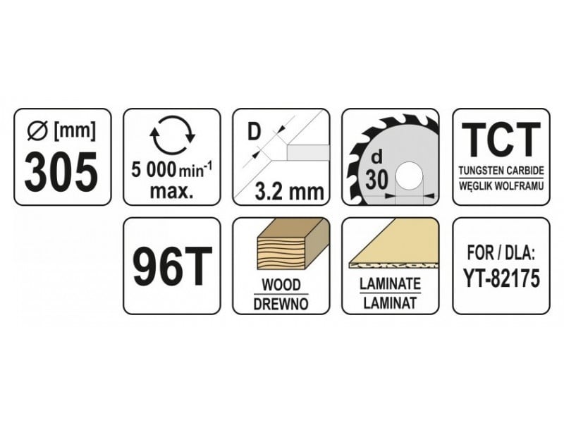 YATO Lamă de ferăstrău pentru lemn 305 x 30 x 2,2 mm / 96T