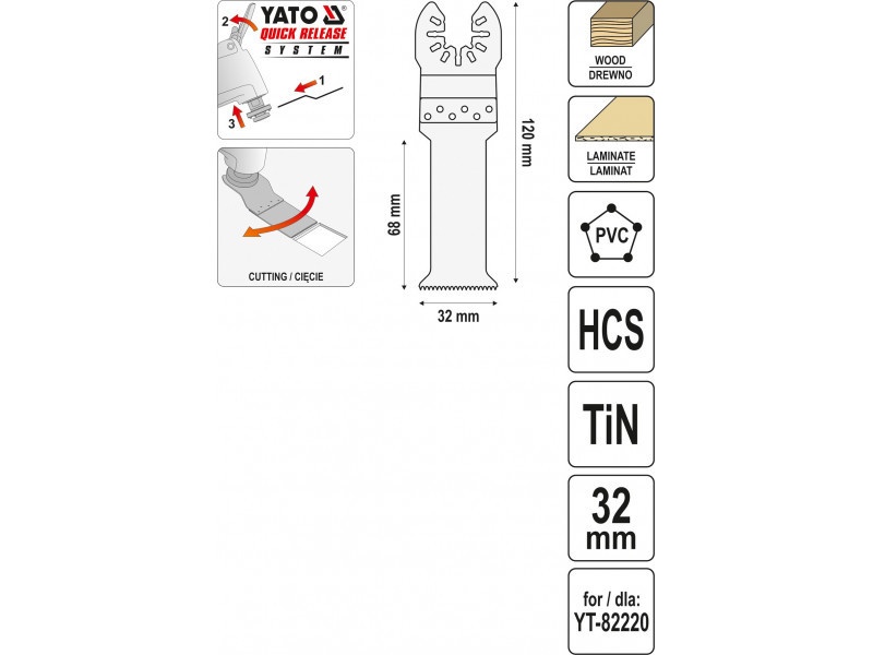 YATO Lamă de ferăstrău pentru mașină multifuncțională 32 mm HCS-TiN