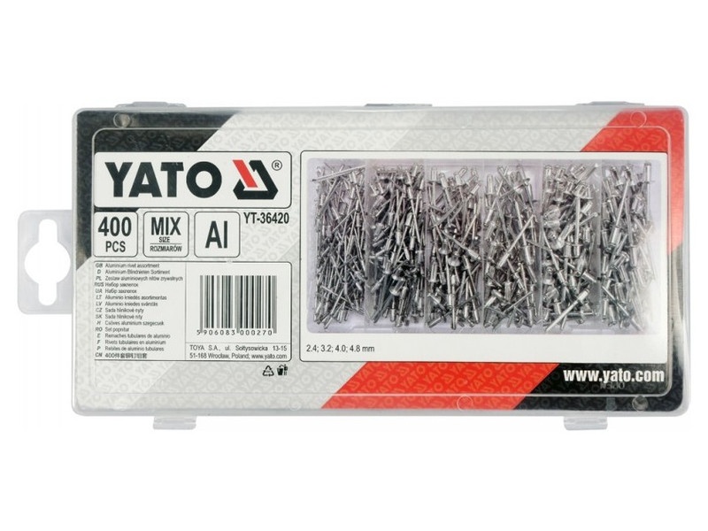 YATO Set de nituri pop din aluminiu 400 bucăți - 1 | YEO