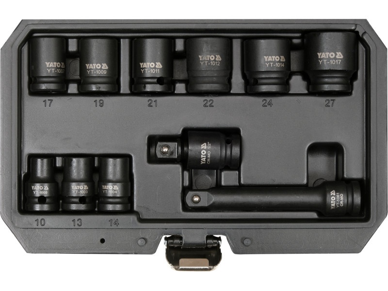 YATO Set de prize pentru mașini 11 piese 1/2" 10-27 mm CrMo