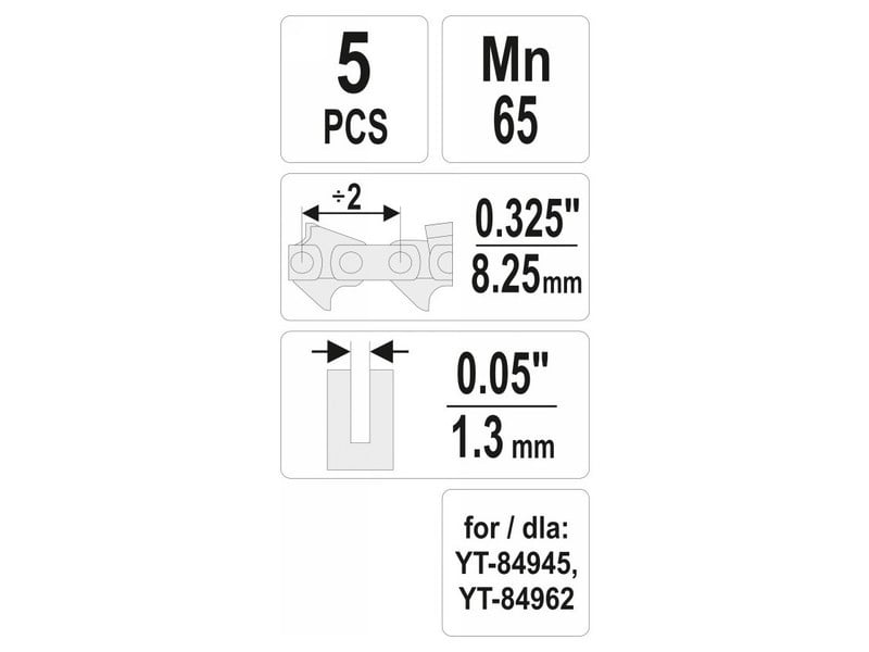 YATO Verigă ferăstrău cu lanț 0,325" 1,3 mm (5 bucăți) - 3 | YEO