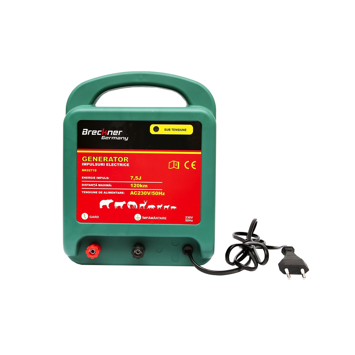 Aparat generator de impulsuri AC230V/50Hz 7.5 Joule, 120km pentru gard electric, Cod: BK92719,Brand: BRECKNER GERMANY