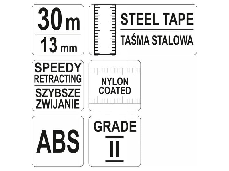 Bandă de măsurare YATO 30 m x 13 mm oțel