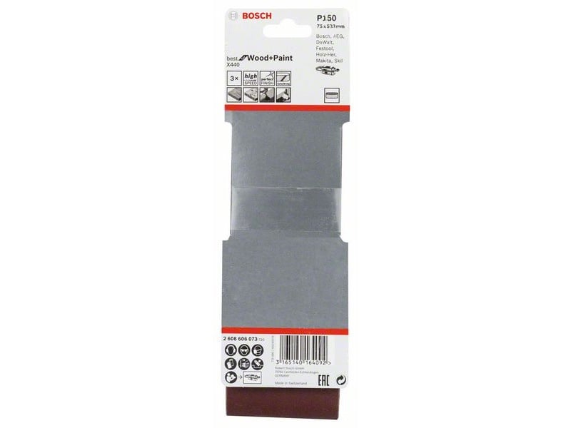 BOSCH Bandă de șlefuit 75 x 533 mm / P150 (3 buc)