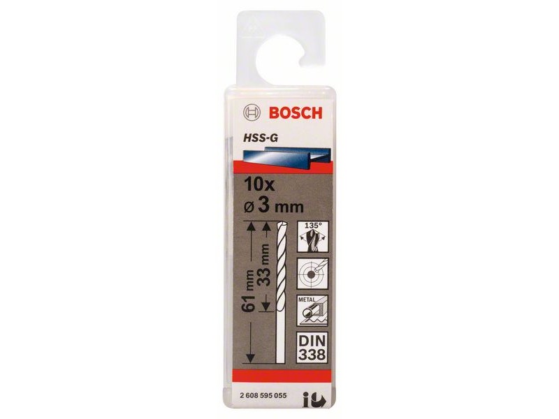 BOSCH Burghiu 3,0 x 61/33 mm 135° HSS-G DIN 338 (10 buc) - 1 | YEO