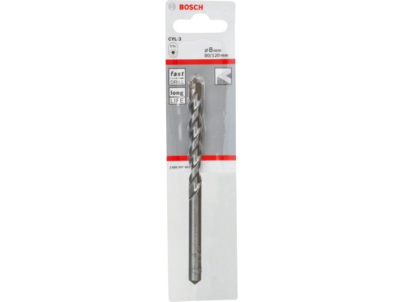 BOSCH Burghiu pentru piatră 8,0 x 120/80 mm cu două tăișuri CYL-3 - 1 | YEO