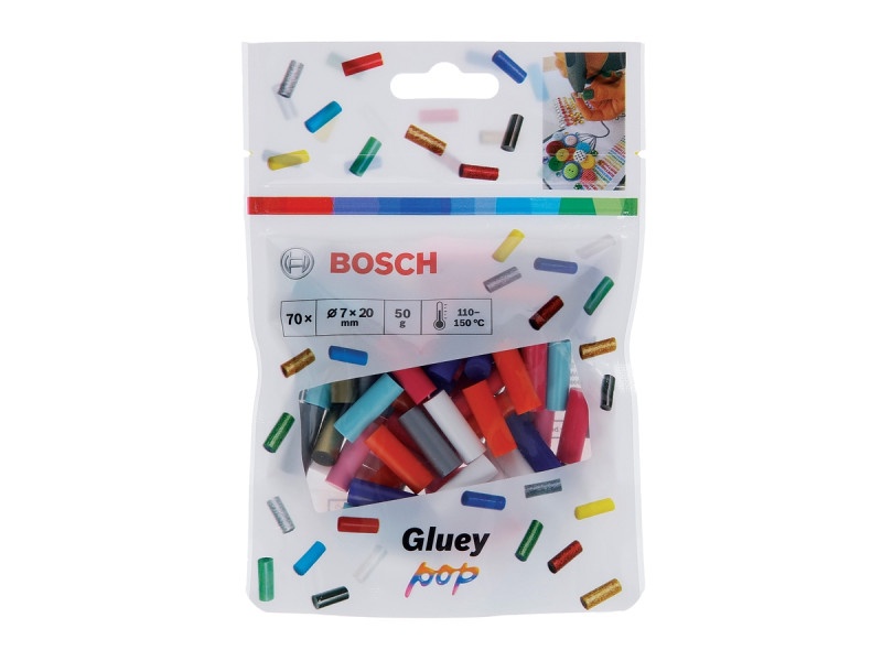 BOSCH Cartuș adeziv 8 culori POP mix 7 x 20 mm Gluey (70 buc) - 2 | YEO