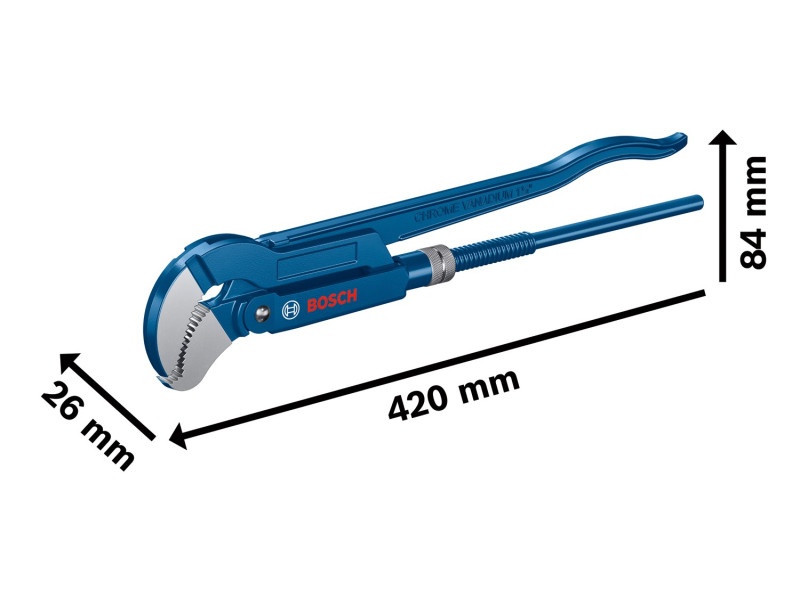 BOSCH Cheie pivotantă pentru țevi "S" 45° 420 mm CrV (max. 60 mm) - 1 | YEO