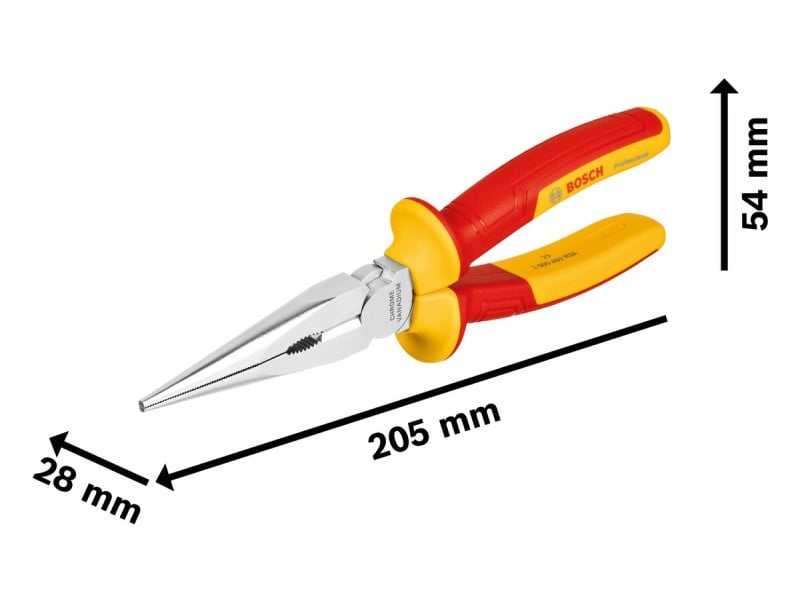 BOSCH Clește cu nas lung 200 mm până la 1000 V izolat CrV