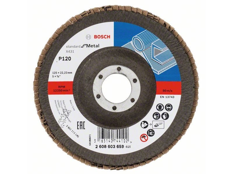 BOSCH Disc abraziv conic 125 x 22,2 / P120 oxid de aluminiu X431