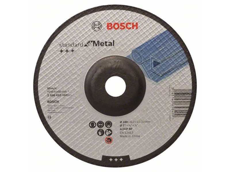 BOSCH Disc de curățare pentru metal 180 x 6,0 x 22,2 mm curbat Standard pentru metal A 24 P BF